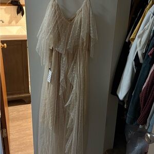 Elegant Cream Polka Dot Dress